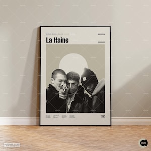 La Haine, Mathieu Kassovitz, pôster de filme retrô, moderno de meados do século, pôster de programa de TV retrô, arte de filme minimalista, pôster de filme personalizado