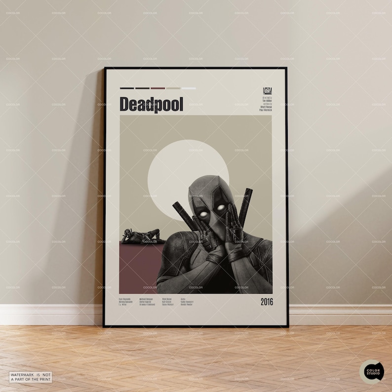 Deadpool, Ryan Reynolds, Retro Movie Poster, Midcentury Modern, Retro Tv Show Poster, Minimal Movie Art, Best Movies, Custom Movie Poster image 1