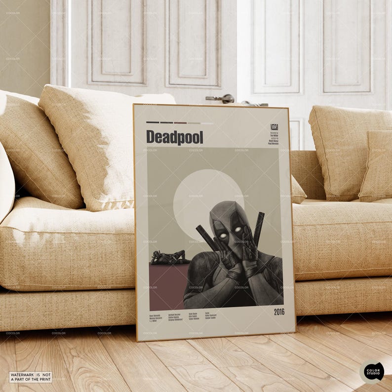 Deadpool, Ryan Reynolds, Retro Movie Poster, Midcentury Modern, Retro Tv Show Poster, Minimal Movie Art, Best Movies, Custom Movie Poster image 6