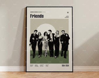 Przyjaciele, plakat serialu telewizyjnego, plakat filmu retro, plakat inspirowany stylem vintage, plakat z połowy XX wieku, plakat filmowy, minimalistyczny plakat filmowy, plakat na zamówienie