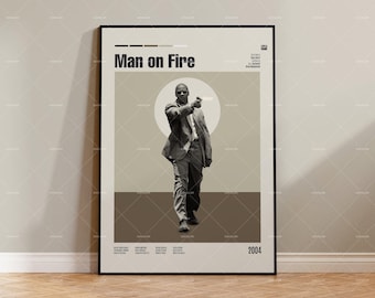 Man on Fire, Retro Filmaffisch, Midcentury Modern, Retro TV-programaffisch, Minimalistisk Filmkonst, Bästa Filmerna Genom Tiderna, Anpassad Filmaffisch