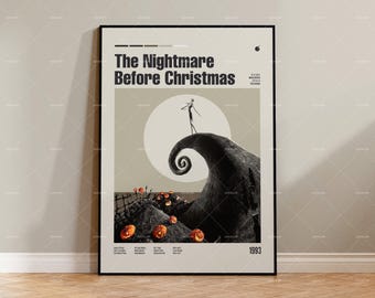 The Nightmare Before Christmas, Tim Burton, Retro Movie Poster, Midcentury Modern, Retro Tv Show Poster, Minimal Movie, Custom Movie Poster