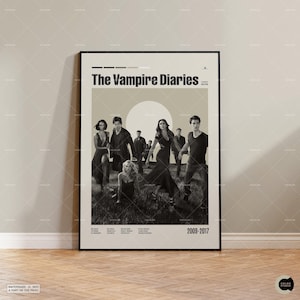 The Vampire Diaries, pôster de filme retrô, moderno de meados do século, pôster de programa de TV retrô, arte minimalista de filme, melhores filmes, pôster de filme personalizado