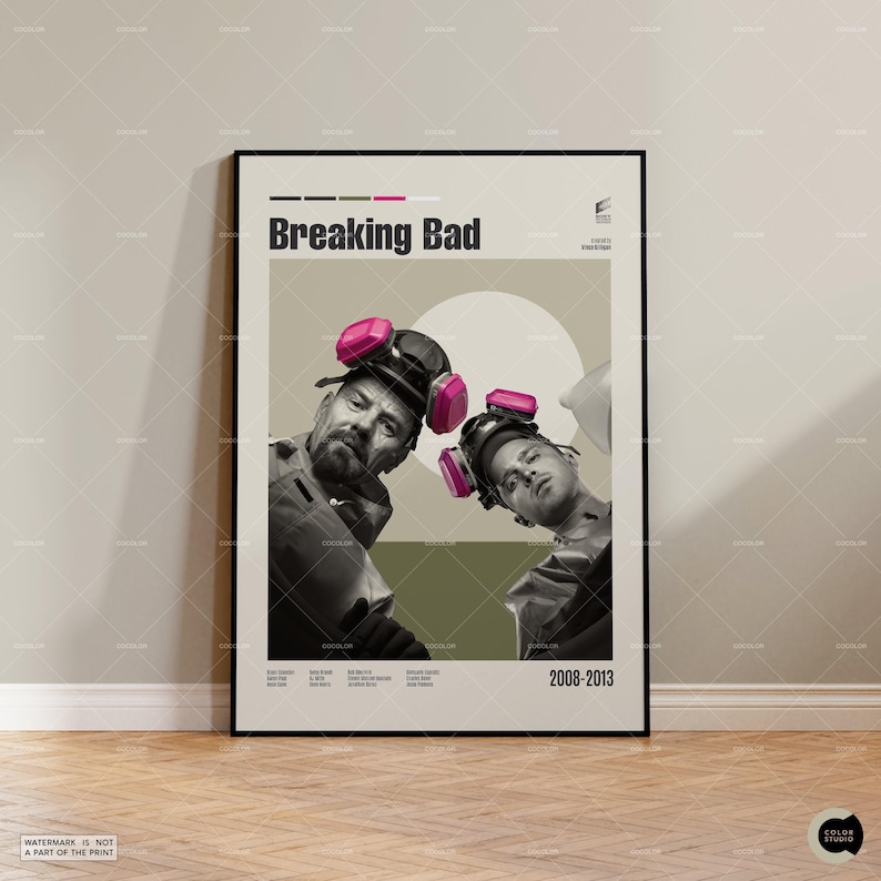 Breaking Bad, Bryan Cranston, Midcentury, Retro Modern, Vintage Inspired Poster, Midcentury Modern Poster, Movie Poster, Custom Poster image 1