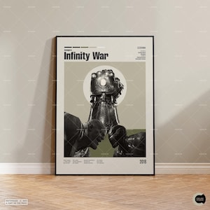 Vingadores Guerra Infinita, Marvel, Cartaz de Filme Vintage, Cartaz Retro Moderno, Cartaz Inspirado Vintage, Cartaz Moderno de meados do século, Cartaz Personalizado