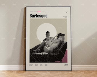 Burlesque, Cher, Christina Aguilera, Retro Movie Poster, Midcentury Modern, Retro Tv Show Poster, Minimal Movie Art, Custom Movie Poster