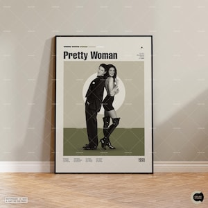 Pretty Woman, pôster de filme retrô, moderno de meados do século, pôster de programa de TV retrô, arte cinematográfica minimalista, melhores filmes de todos os tempos, pôster de filme personalizado