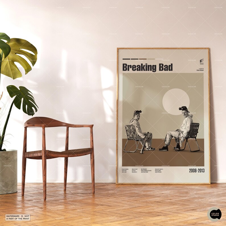 Breaking Bad, Bryan Cranston, Midcentury, Retro Modern, Vintage Inspired Poster, Midcentury Modern Poster, Movie Poster, Custom Poster image 5