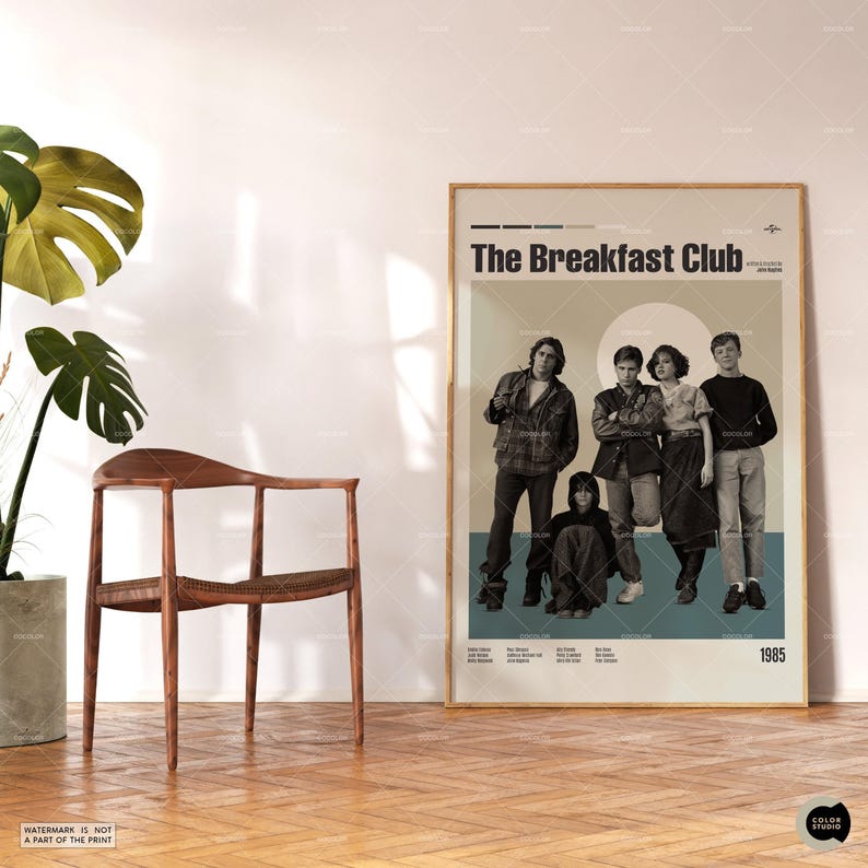 The Frühstücksclub, JohnHughes, Retro Filmplakat, Midcentury Modern, Retro Tv-Serie Poster, Minimale Filmkunst, Individuelles Filmplakat Bild 5