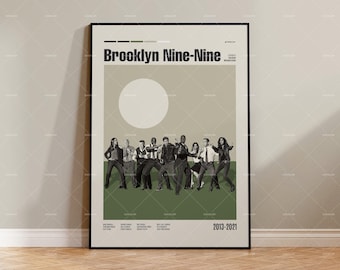 Brooklyn Nine Nine, serial telewizyjny, plakat filmowy w stylu vintage, plakat retro w nowoczesnym stylu, plakat inspirowany stylem vintage, plakat mid-century modern, plakat na zamówienie