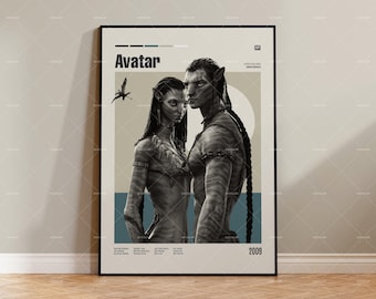 Avatar, James Cameron, Plakat filmowy w stylu vintage, Plakat retro-nowoczesny, Plakat inspirowany stylem vintage, Plakat w stylu mid-century modern, Plakat na zamówienie