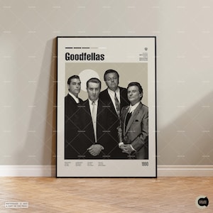 Goodfellas, pôster de filme retrô, moderno de meados do século, pôster de programa de TV retrô, arte cinematográfica minimalista, melhores filmes de todos os tempos, pôster de filme personalizado