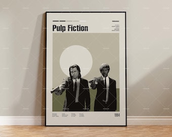 Pulp Fiction, Quentin Tarantino, John Travolta, Uma Thurman, Vintage Retro, Retro Modern, Mid Century Poster, Movie Poster, Custom Poster