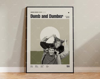 Głupi i głupszy, Jim Carrey, Plakat filmowy w stylu retro, Moderna w stylu połowy wieku, Plakat do serialu telewizyjnego w stylu retro, Minimalistyczna sztuka filmowa, Najlepsze filmy, Plakat filmowy na zamówienie