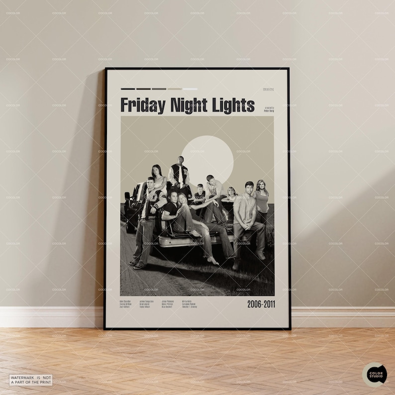 Friday Night Lights, Retro Movie Poster, Midcentury Modern, Retro Tv Show Poster, Minimal Movie Art, Best Movies, Custom Movie Poster image 1