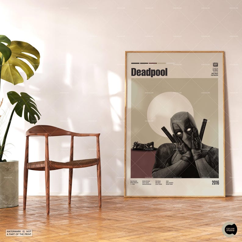 Deadpool, Ryan Reynolds, Retro Movie Poster, Midcentury Modern, Retro Tv Show Poster, Minimal Movie Art, Best Movies, Custom Movie Poster image 5