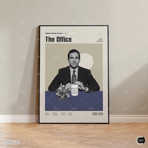 Büro, Retro modern, Vintage inspiriertes Plakat, Midcentury modernes Plakat, Filmplakat, abstraktes minimalistisches, individuelles Plakat