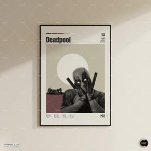 Deadpool, Ryan Reynolds, Retro Movie Poster, Midcentury Modern, Retro Tv Show Poster, Minimal Movie Art, Best Movies, Custom Movie Poster image 7