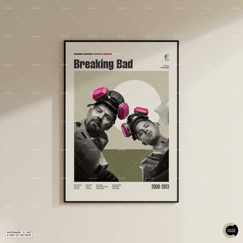 Breaking Bad, Bryan Cranston, Midcentury, Retro Modern, Vintage Inspired Poster, Midcentury Modern Poster, Movie Poster, Custom Poster image 2