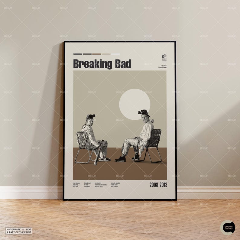 Breaking Bad, Bryan Cranston, Midcentury, Retro Modern, Vintage Inspired Poster, Midcentury Modern Poster, Movie Poster, Custom Poster image 1