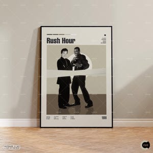 Rush Hour, Jackie Chan, Chris Tucker, Retro Movie Poster, Midcentury Modern, Retro Tv Show Poster, Minimal Movie Art, Custom Movie Poster