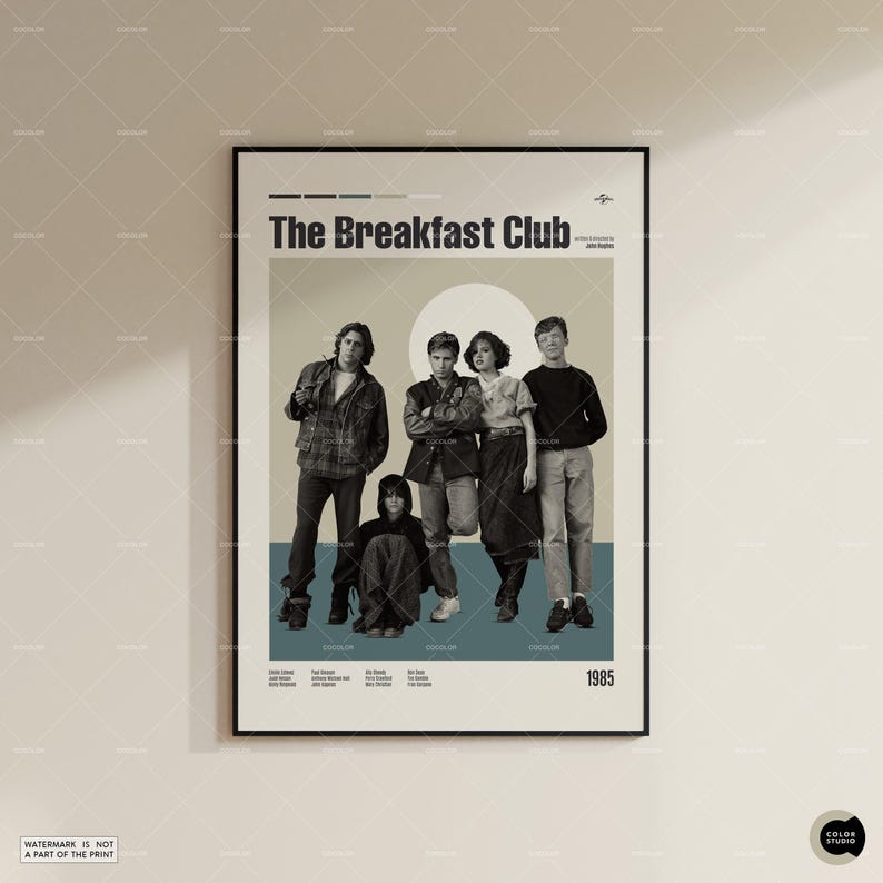 The Frühstücksclub, JohnHughes, Retro Filmplakat, Midcentury Modern, Retro Tv-Serie Poster, Minimale Filmkunst, Individuelles Filmplakat Bild 7
