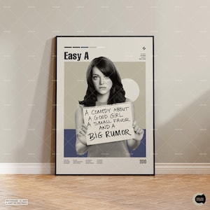 Easy A, Retro Movie Poster, Midcentury Modern, Retro Tv Show Poster, Minimal Movie Art, Best Movies of All Time, Custom Movie Poster