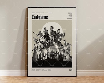 Avengers Endgame, Marvel, Robert Downey Jr., Póster de película retro moderno, Póster de inspiración vintage, Póster de mediados de siglo, Póster de película personalizado