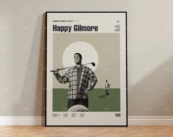Happy Gilmore, Adam Sandler, Vintage Movie Poster, Retro Modern Poster, Vintage Inspired Poster, Mid Century Modern Poster, Custom Poster