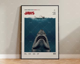 Jaws, Steven Spielberg, Retro Movie Poster, Midcentury Modern, Retro Tv Show Poster, Minimal Movie Art, Best Movies, Custom Movie Poster