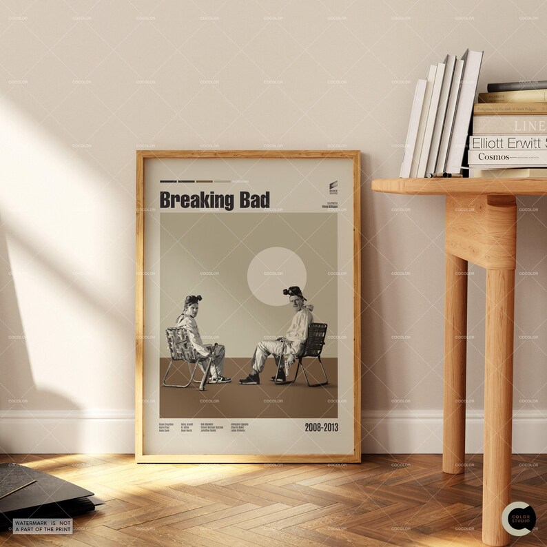 Breaking Bad, Bryan Cranston, Midcentury, Retro Modern, Vintage Inspired Poster, Midcentury Modern Poster, Movie Poster, Custom Poster image 2