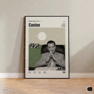 Casino, Robert De Niro, Martin Scorsese, retro filmposter, midcentury modern, poster retro tv-show, minimale filmkunst, aangepaste filmposter