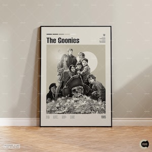 Os Goonies, pôster de filme retrô, moderno de meados do século, pôster de programa de TV retrô, arte cinematográfica minimalista, melhores filmes de todos os tempos, pôster de filme personalizado