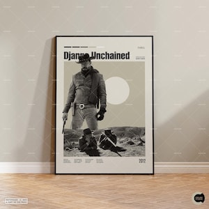 Django Livre, Quentin Tarantino, Pôster de Filme Retro Moderno, Pôster Inspirado no Vintage, Pôster Moderno de meados do século, Pôster de Filme Personalizado