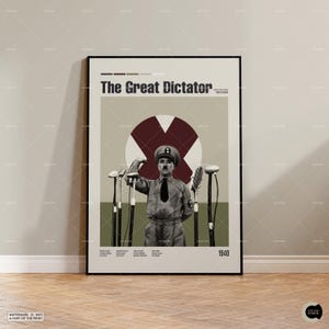 The Great Dictator, Charlie Chaplin, Retro Movie Poster, Midcentury Modern, Retro Tv Show Poster, Minimal Movie Art, Custom Movie Poster
