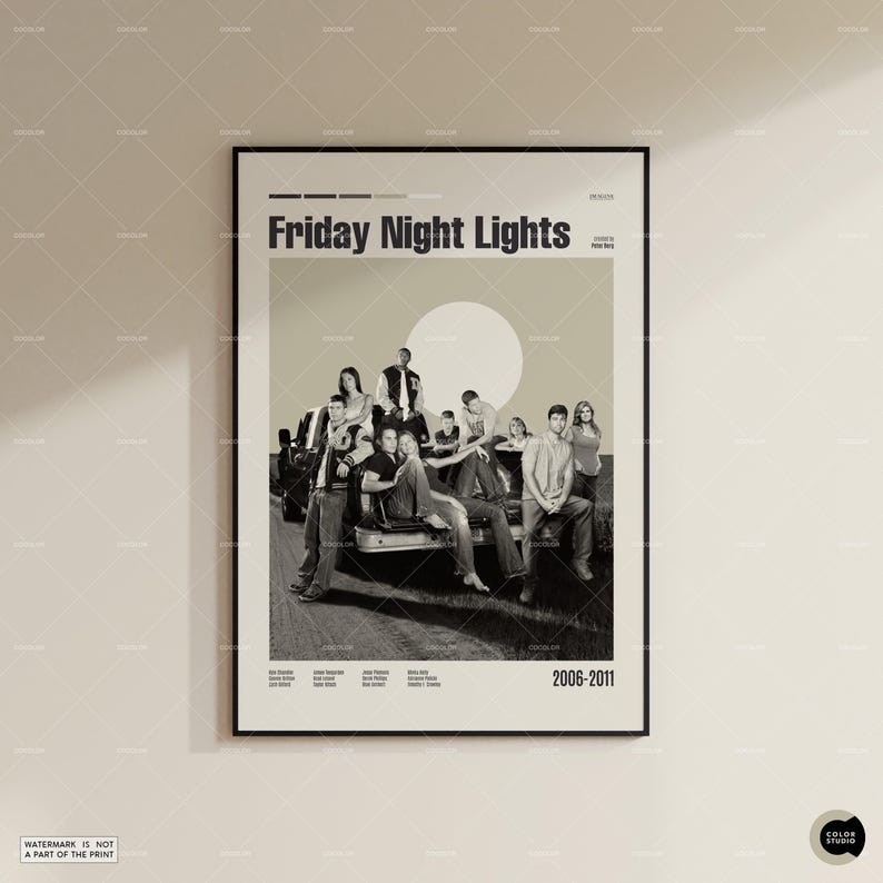 Friday Night Lights, Retro Movie Poster, Midcentury Modern, Retro Tv Show Poster, Minimal Movie Art, Best Movies, Custom Movie Poster image 2