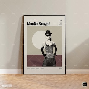 Moulin Rouge, Baz Luhrmann, Nicole Kidman, Vintage Inspired Movie, Retro Movie Poster, Mid Century Poster, Movie Poster, Custom Poster