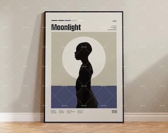 Moonlight, Barry Jenkins, Mahershala Ali, Retro Modern Movie Poster, Vintage Inspired Poster, Mid Century Modern Poster, Custom Movie Poster