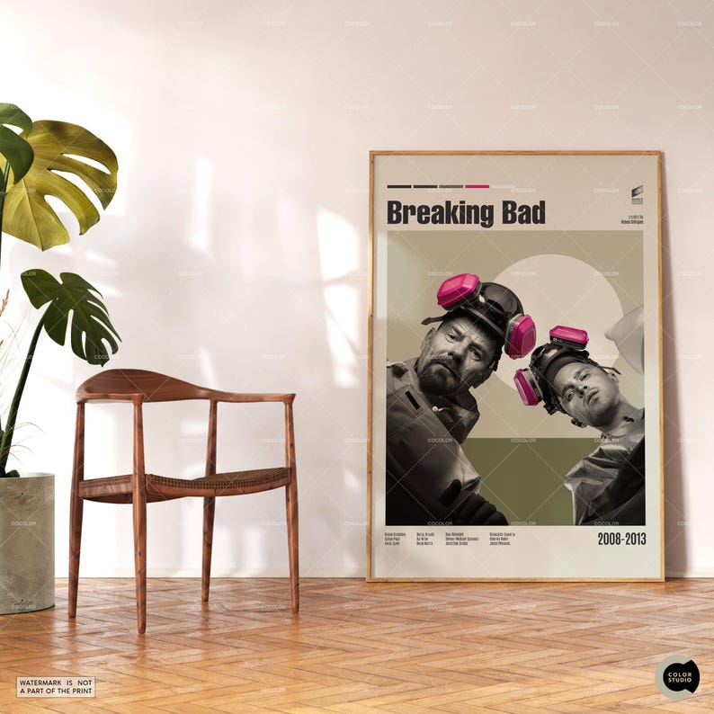 Breaking Bad, Bryan Cranston, Midcentury, Retro Modern, Vintage Inspired Poster, Midcentury Modern Poster, Movie Poster, Custom Poster image 4