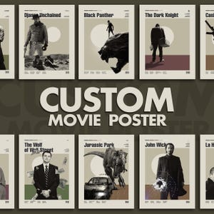 PÓSTER DE CINE PERSONALIZADO, Póster de película retro, Moderno de mediados de siglo, Póster de programa de televisión retro, Arte cinematográfico minimalista, Las mejores películas de todos los tiempos, Póster artístico