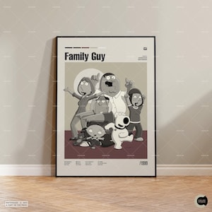 Family Guy, pôster de série de TV, pôster de filme vintage, pôster retrô moderno, pôster inspirado no vintage, pôster moderno de meados do século, pôster personalizado