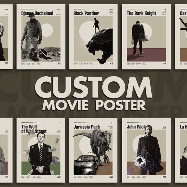 CUSTOM MOVIE POSTER, Retro Movie Poster, Midcentury Modern, Retro Tv Show Poster, Minimal Movie Art, Best Movies of All Time, Art Poster