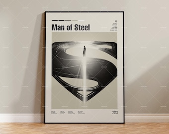 Man of Steel, Retro Movie Poster, Midcentury Modern, Retro Tv Show Poster, Minimal Movie Art, Best Movies of All Time, Custom Movie Poster