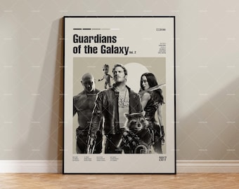 Guardians of the Galaxy, James Gunn, retro filmposter, midcentury modern, poster retro tv-show, minimale filmkunst, aangepaste filmposter