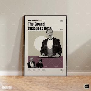 The Grand Budapest Hotel, Wes Anderson Retro Modern, Vintage Inspired Poster, Mid Century Modern Poster, Movie Poster, Custom Poster