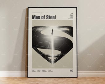 Man of Steel, Retro Movie Poster, Midcentury Modern, Retro Tv Show Poster, Minimal Movie Art, Best Movies of All Time, Custom Movie Poster