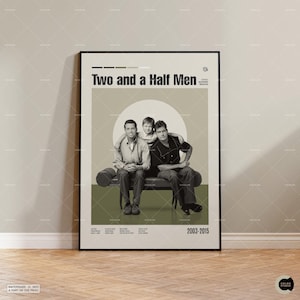 Two and a Half Men, pôster de filme retrô, moderno de meados do século, pôster de programa de TV retrô, arte de filme minimalista, melhores filmes, pôster de filme personalizado