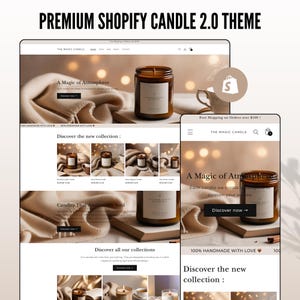 Candle Website Template, Candle Shopify Theme, Shopify 2.0 Theme, Minimalist Shopify Template, Editable Website Template, Shopify Theme