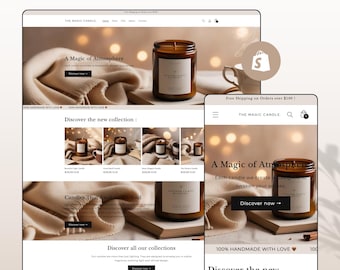 Candle Shopify 2.0 Theme, Minimalist Website Template