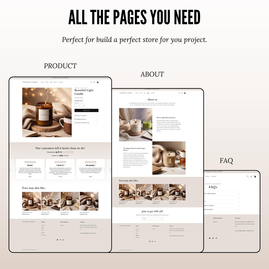 Candle Website Template, Candle Shopify Theme, Shopify 2.0 Theme